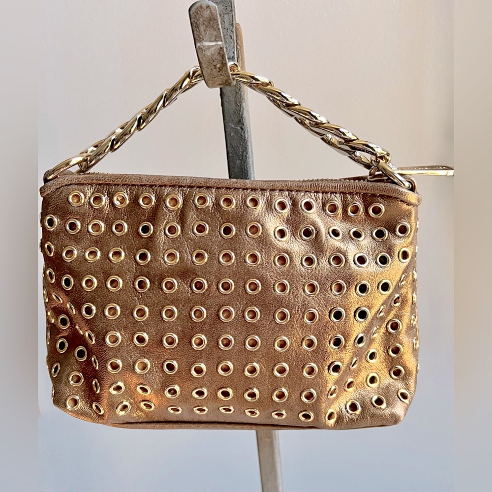 MICHAEL KORS Collette Bronze with Gold Rivets Wristlet/Clutch